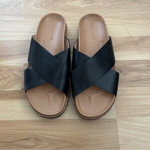Madewell Black Leather Slides Size 7
